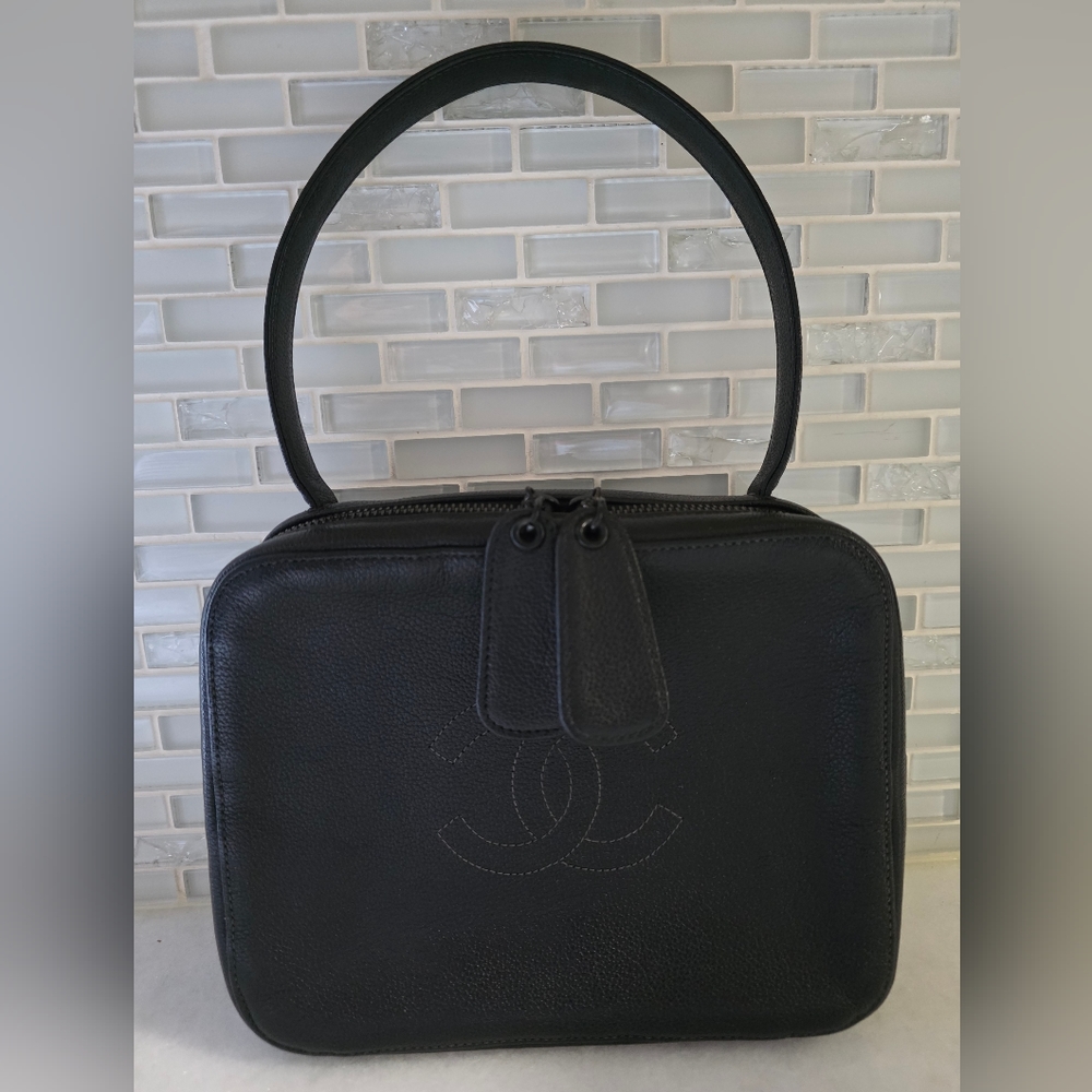 Chanel Black Leather Women's Toiletry Case